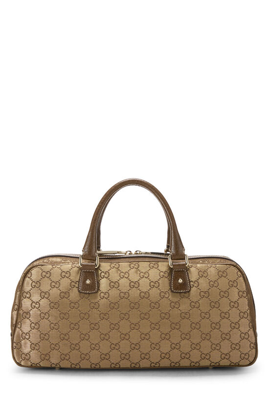 Brown & Gold GG Lurex Heart Lock Boston Handbag, , large image number 3