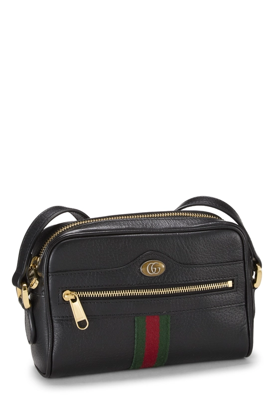 Black Leather Web Ophidia Crossbody Mini, , large image number 1