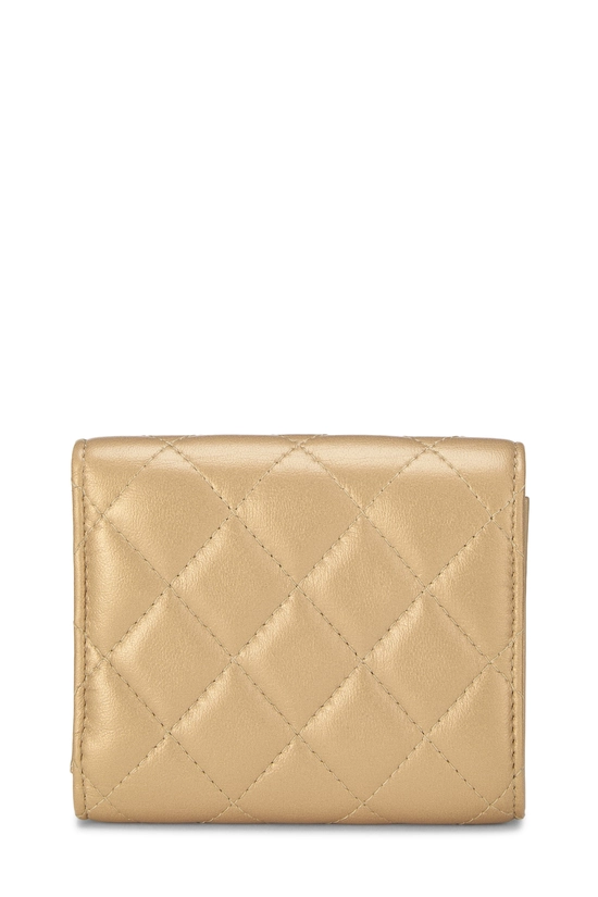 Gold Lambskin Flap Compact Wallet, , large image number 2