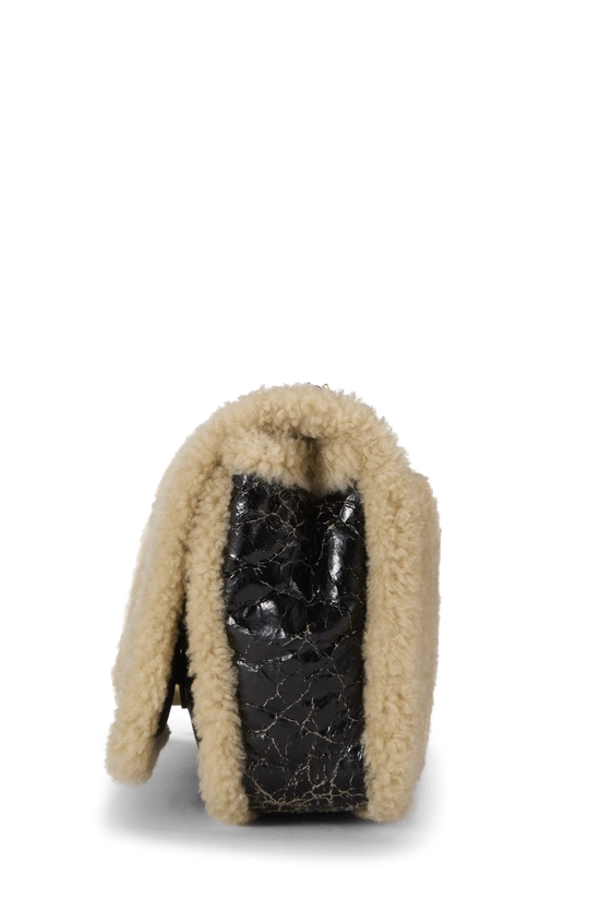 Black Shearling 'CC' Mania Flap Bag, , large image number 2