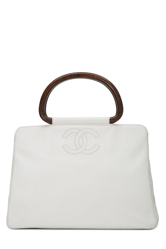 Chanel White Caviar Wood Handbag Q6B04W0FW7000