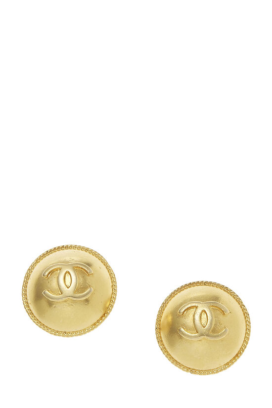 Gold 'CC' Round Earrings Small, , large image number 1