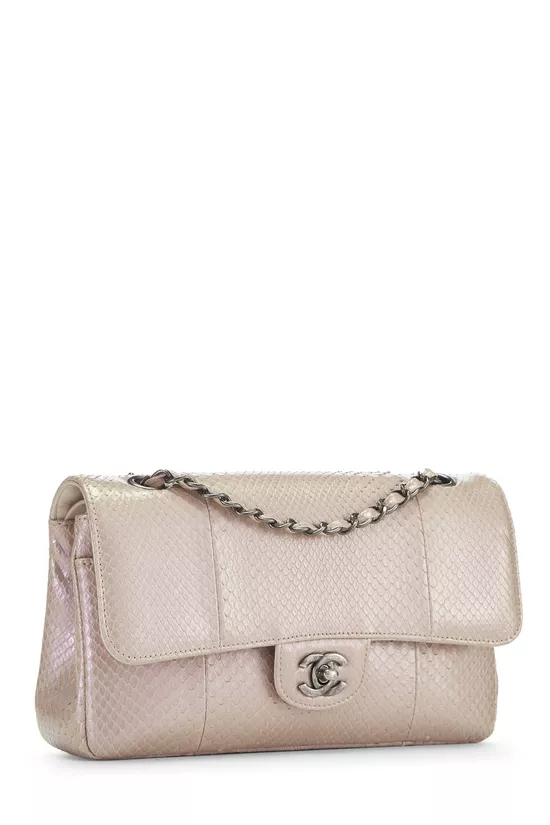 Iridescent Beige Python Classic Double Flap Medium, , large image number 1