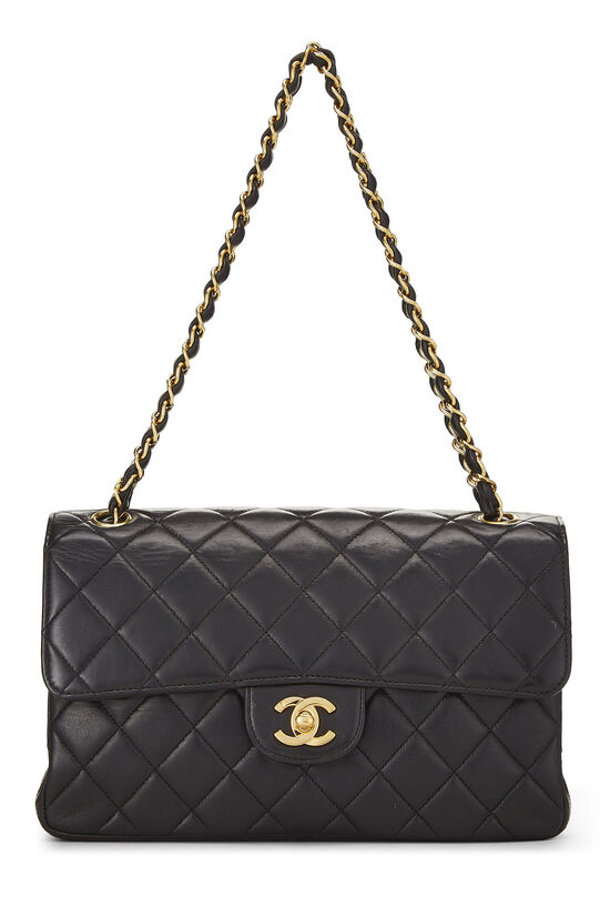 Chanel Medium Classic Double Flap Black Lambskin Shoulder Bag, Excellent  Vintage