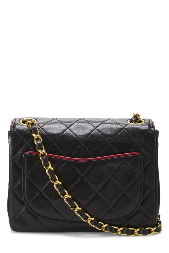 Black Quilted Lambskin Piped Half Flap Mini, , large image number 3