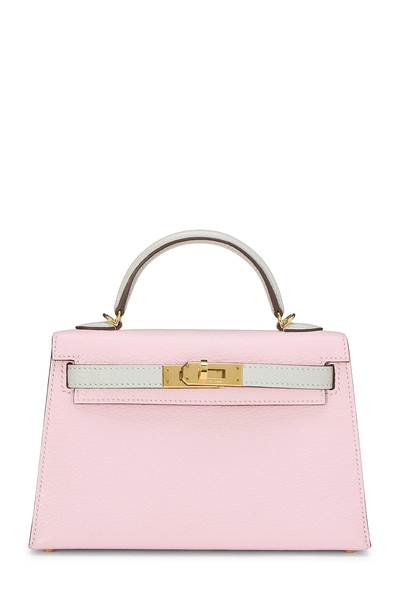 Rose Sakura & Pearl Grey Chevre Horseshoe Kelly Sellier 20 Mini Special Order