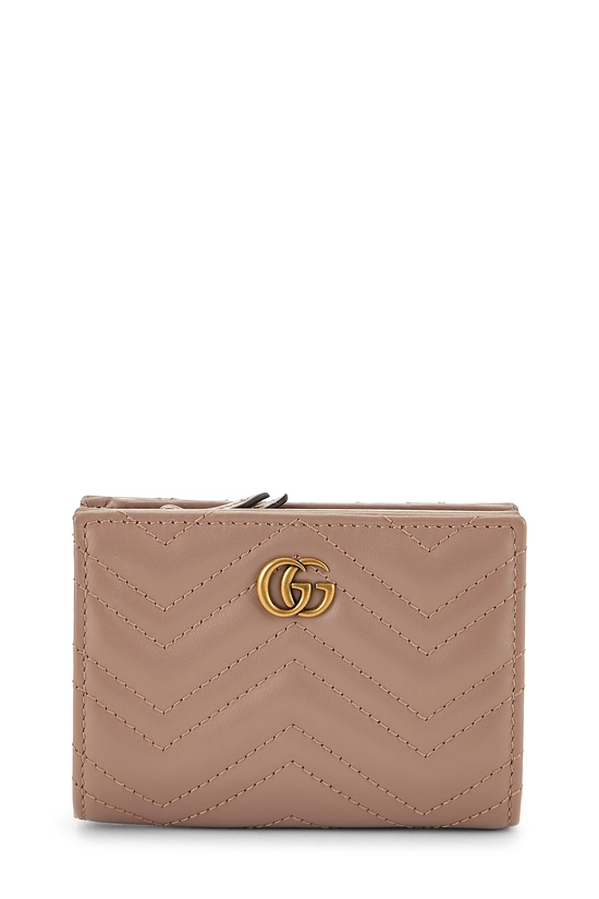 Pink Leather GG Marmont Compact Wallet, , large image number 0