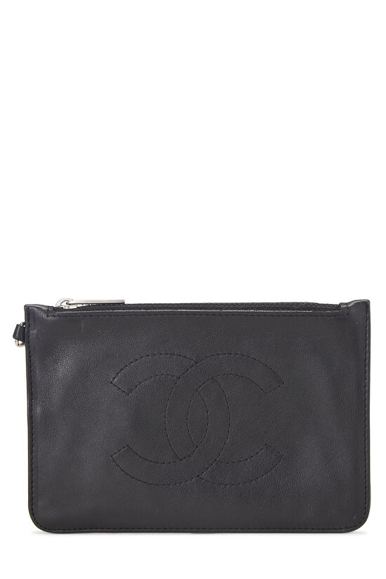 Black Lambskin 'CC' Pouch Small, , large image number 1
