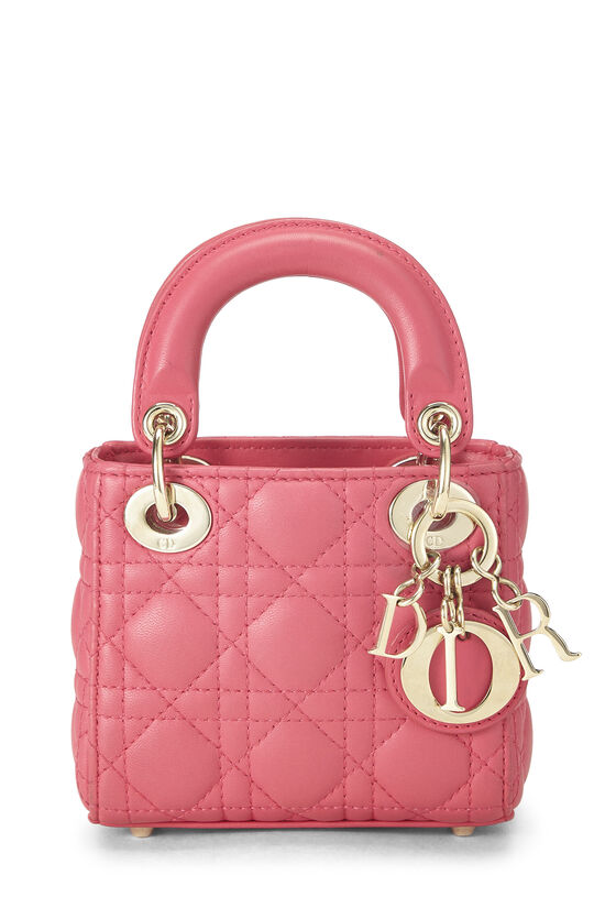 Pink Lambskin Leather Lady Dior Micro, , large image number 0