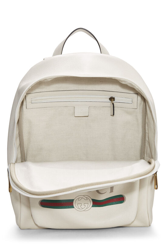 Gucci White Leather Logo Backpack QFB1IO1LWB000