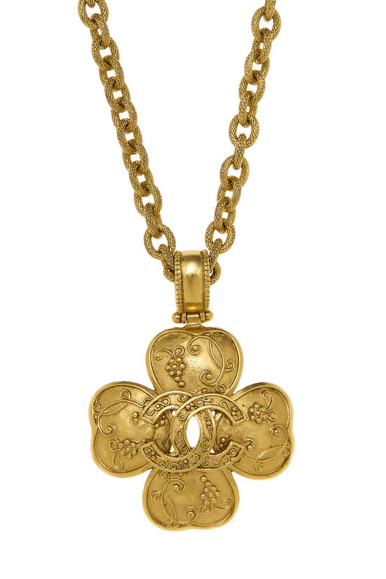 Gold 'CC' Clover Necklace, , large image number 1