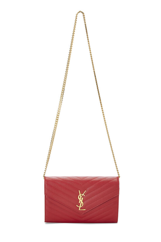 YSL Red Grained Calfskin Envelope Wallet-On-Chain (WOC) QTBJDP18RB029