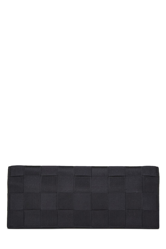 Black Woven Satin 'CC' Clutch, , large image number 4