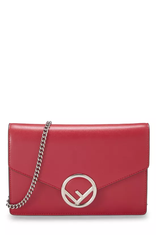 Red Leather 'F is Fendi' Wallet On Chain (WOC), , large image number 0