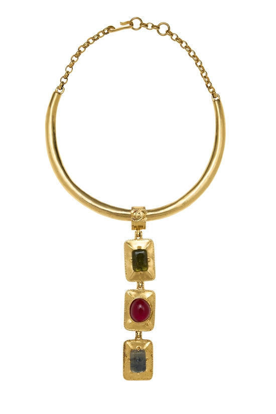 Gold & Multicolor Gripoix Choker, , large image number 0