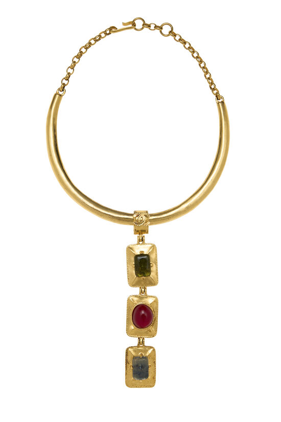 Gold & Multicolor Gripoix Choker, , large image number 0