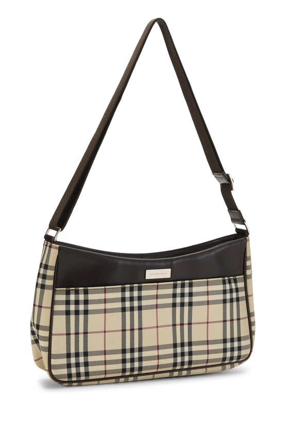 Brown House Check Nylon Crossbody Large, , large image number 1