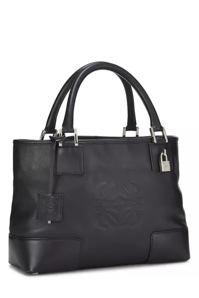 Black Calfskin Leather Fusta 30 Tote, , large