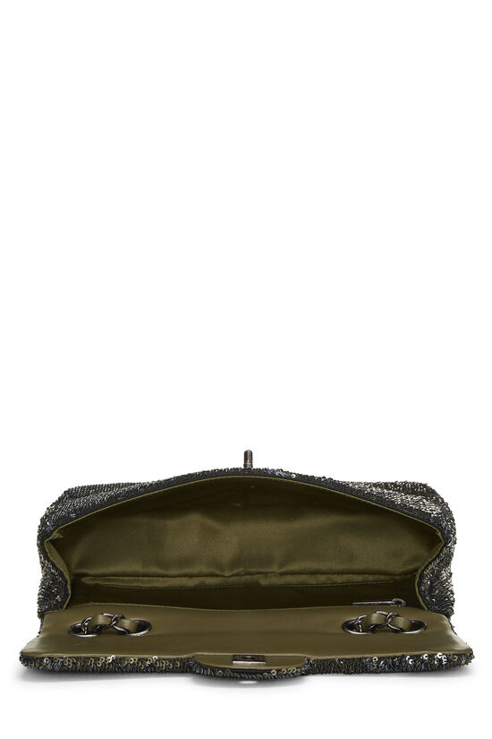 Paris-Cuba Olive Sequin Classic Flap Bag Medium, , large image number 6