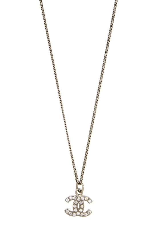 Silver Crystal 'CC' Necklace Small, , large image number 1