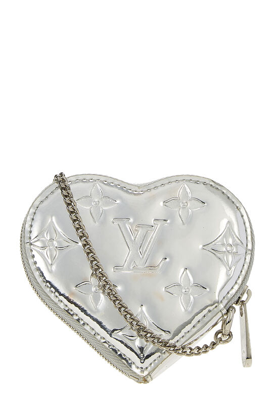Silver Monogram Miroir Coeur Heart Coin Purse, , large image number 2