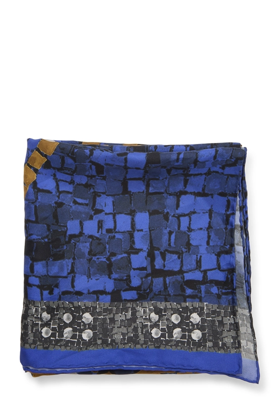 Blue Mosaic Silk Scarf, , large image number 1