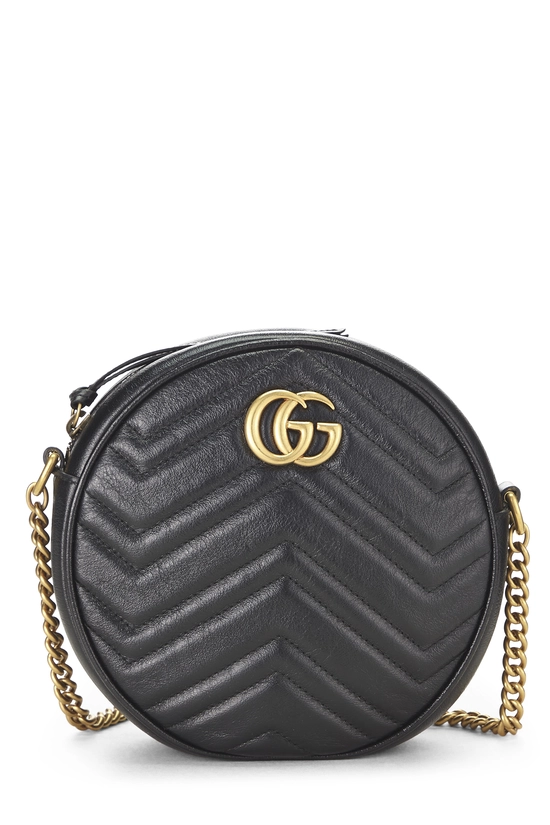 Black Leather GG Marmont Shoulder Bag Mini, , large image number 0
