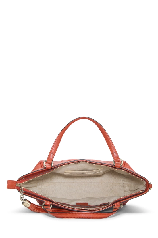 Orange Grained Leather Soho Top Handle Bag, , large image number 5