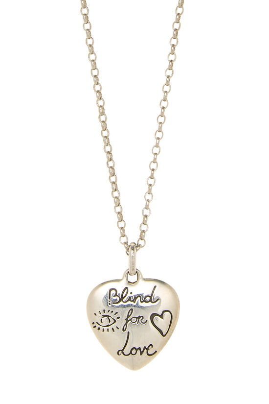 Silver Blind For Love Heart Necklace, , large image number 1