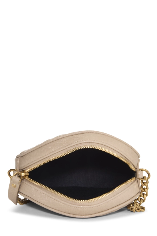Beige Grainy Leather Round Camera Bag, , large image number 5