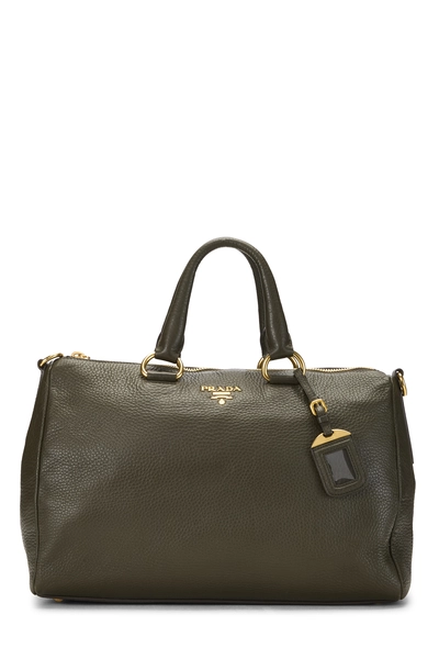 Green Vitello Daino Convertible Bauletto Handbag