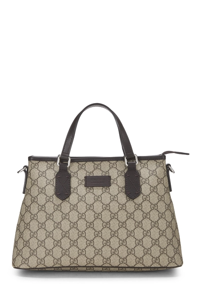 Gucci Brown GG Supreme Canvas Zip Tote