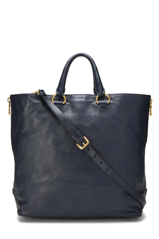 Navy Calfskin Side Zip Tote, , large image number 3