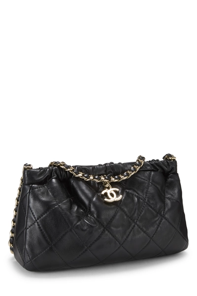 Black Lambskin Chain Clutch, , large