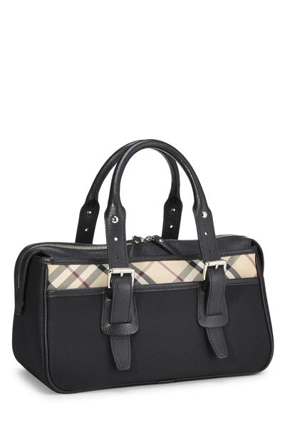 Burberry Black Nylon Check Satchel Handbag — photo 2