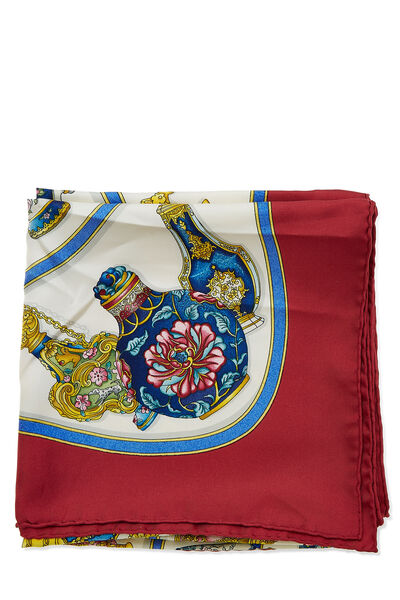 Red & Multicolor 'Qu' Importe le Flacon' Silk Scarf 90, , large