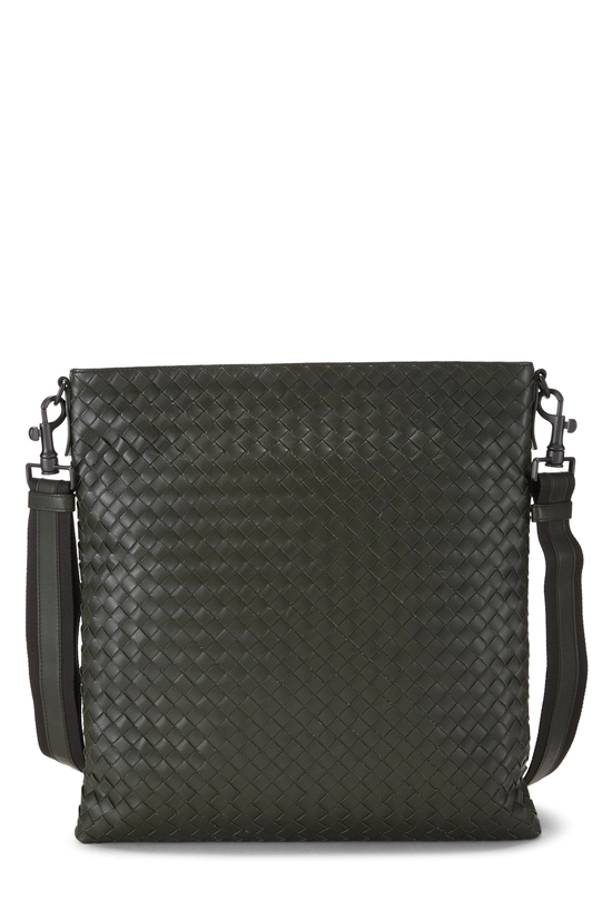 Green Intrecciato Flat Messenger Bag, , large image number 0