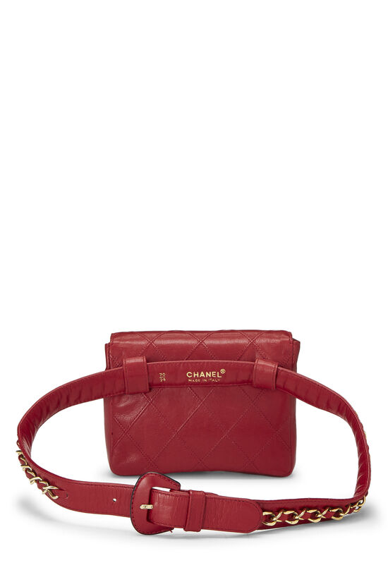 Red Quilted Lambskin Chain Belt Bag 28, , large image number 4