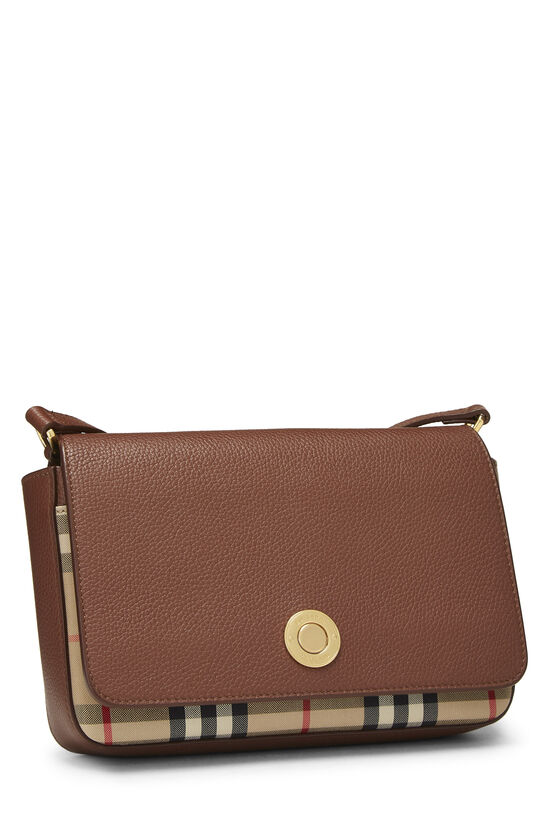 Brown Leather House Check Crossbody Medium, , large image number 1