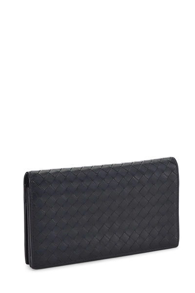 Navy Intrecciato Long Wallet, , large