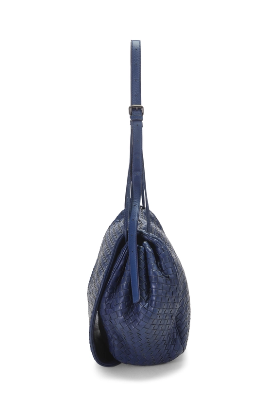 Blue Intrecciato Pocket Flap Crossbody Bag, , large image number 2