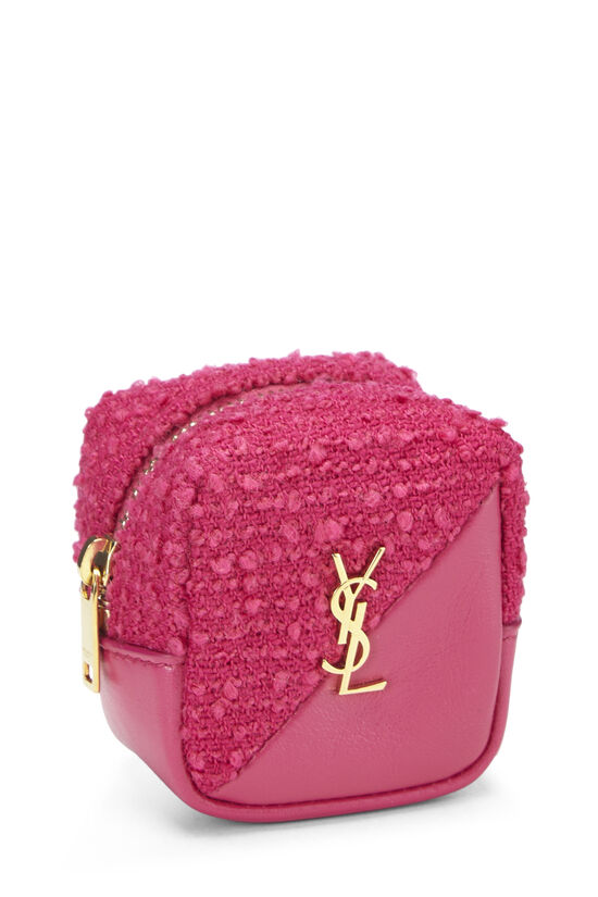 YSL Pink Tweed Jamie Cube Bag Charm QTA4L34FPB000
