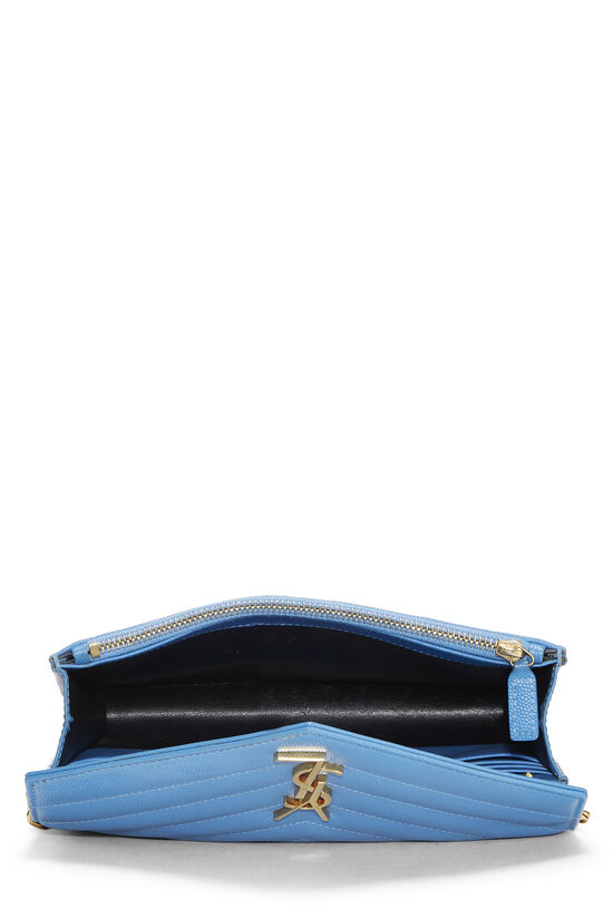 YSL Blue Grained Calfskin Envelope Wallet-On-Chain (WOC) QTBDQW18BH006