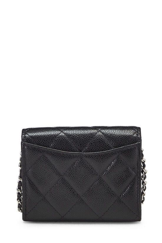 Black Quilted Caviar Classic Flap Card Holder, , large image number 4