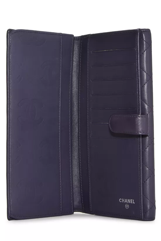 Purple Quilted Calfskin Cambon Wallet, , large image number 3