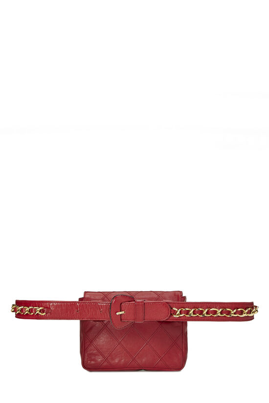 Red Quilted Lambskin Chain Belt Bag 65, , large image number 3