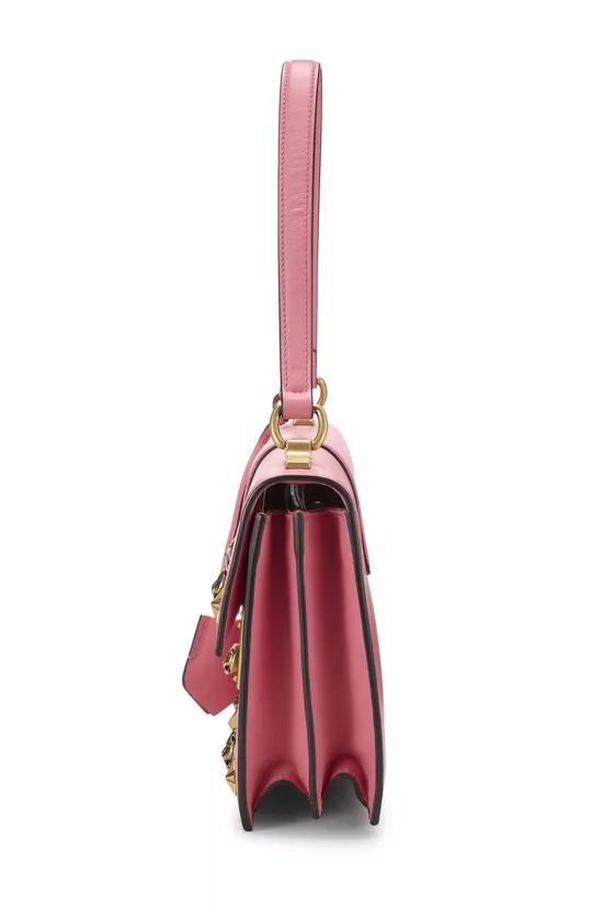 Pink Leather Tiger Head Animalier Shoulder Bag, , large image number 2