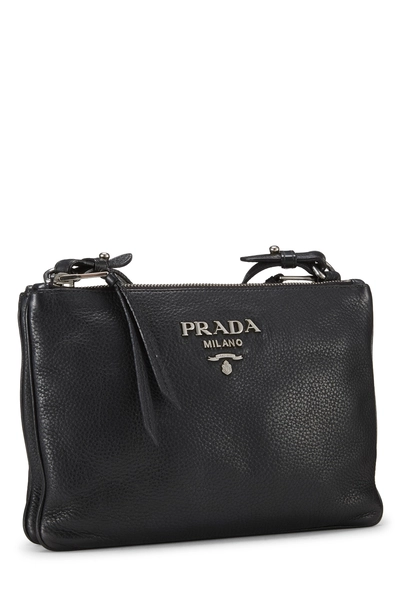 Prada Black Vitello Daino Double Zip Crossbody Bag — photo 2