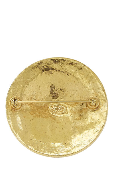 Gold 'CC' Filigree Round Pin, , large