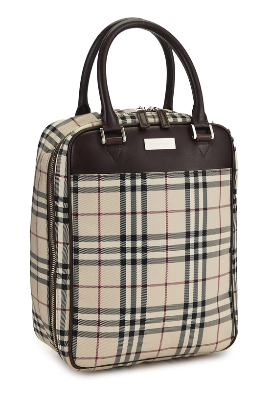 Brown House Check Nylon Check Handbag, , large image number 1